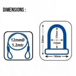 Antivol Vélo Combiné U Et Cable à Clefs - Oxford -Vélo Soldes antivol velo combine u et cable a clefs oxford full 3